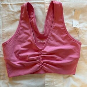 Pink Ruched Sports Bra